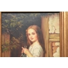 Portret Szydełkującej Dziewczyny - Kobieta - Obraz Olejny - Złota Rama