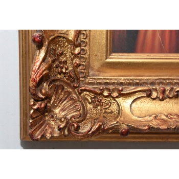 Portret Szydełkującej Dziewczyny - Kobieta - Obraz Olejny - Złota Rama