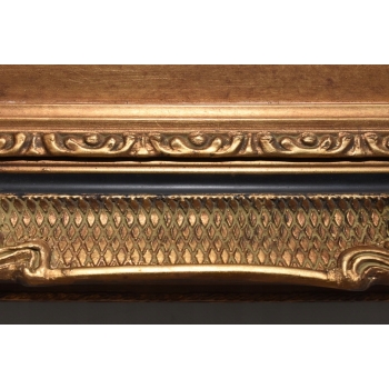 Kotki Przy Sznurku - Dwa Małe Koty Kocury - Obraz Olejny Złoto Czarna Rama