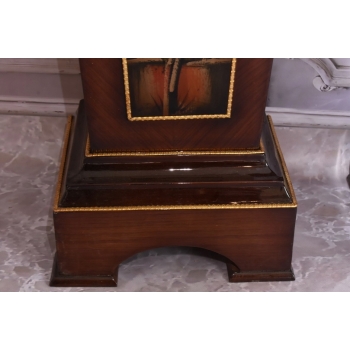 Dwa Postumenty Intarsjowane z Malunkami - Kolumny Piedestały Blat z Marmuru