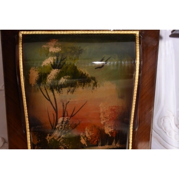 Dwa Postumenty Intarsjowane z Malunkami - Kolumny Piedestały Blat z Marmuru