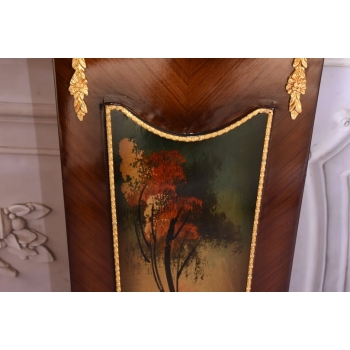 Dwa Postumenty Intarsjowane z Malunkami - Kolumny Piedestały Blat z Marmuru