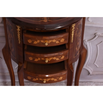 Piękna Drewniana Brzuchata Komoda - Intarsje Ludwik - Szafka Barek