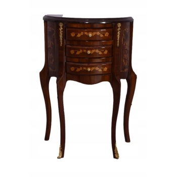 Piękna Drewniana Brzuchata Komoda - Intarsje Ludwik - Szafka Barek