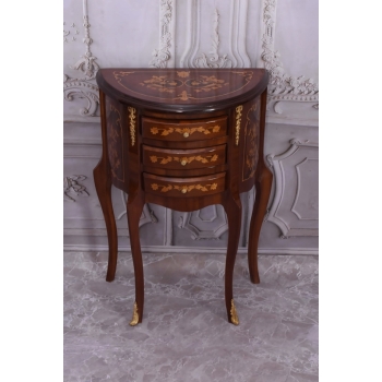 Piękna Drewniana Brzuchata Komoda - Intarsje Ludwik - Szafka Barek