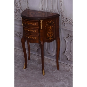 Piękna Drewniana Brzuchata Komoda - Intarsje Ludwik - Szafka Barek