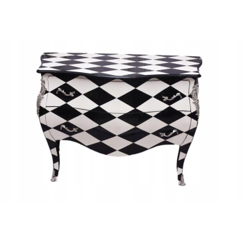 Królewska Biało Czarna Komoda - Vintage Szafa - Romby - Mosiężne Okucia