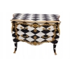 Królewska Biało Czarna Komoda - Vintage Szafa - Romby - Złote Okucia
