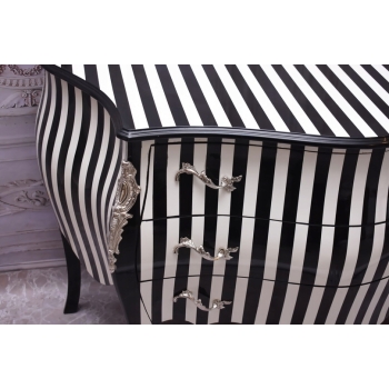 Królewska Biało Czarna Komoda - Vintage Szafa - Zebra - Mosiężne Okucia