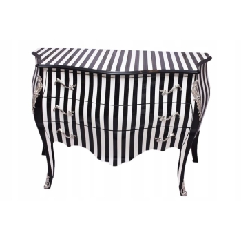 Królewska Biało Czarna Komoda - Vintage Szafa - Zebra - Mosiężne Okucia
