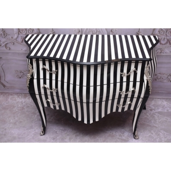 Królewska Biało Czarna Komoda - Vintage Szafa - Zebra - Mosiężne Okucia