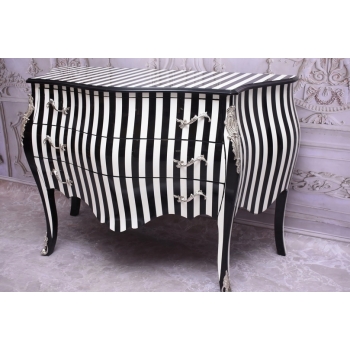 Królewska Biało Czarna Komoda - Vintage Szafa - Zebra - Mosiężne Okucia