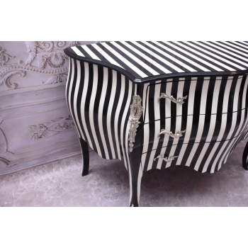 Królewska Biało Czarna Komoda - Vintage Szafa - Zebra - Mosiężne Okucia