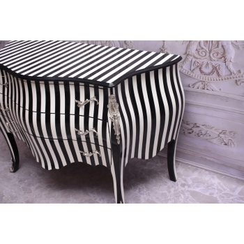 Królewska Biało Czarna Komoda - Vintage Szafa - Zebra - Mosiężne Okucia