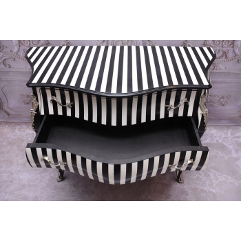 Królewska Biało Czarna Komoda - Vintage Szafa - Zebra - Mosiężne Okucia