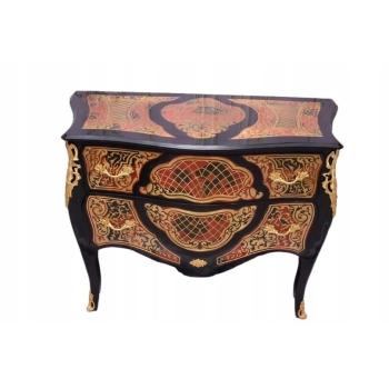 Komoda Szafa Boulle - Liczne Zdobienia Drewno + Brąz - UNIKAT