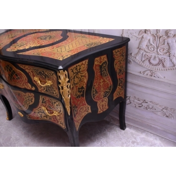 Komoda Szafa Boulle - Liczne Zdobienia Drewno + Brąz - UNIKAT