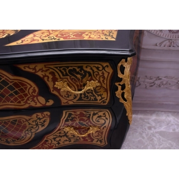 Komoda Szafa Boulle - Liczne Zdobienia Drewno + Brąz - UNIKAT