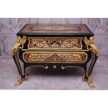 Królewska Komoda Szafa Boulle - Liczne Zdobienia Drewno + Brąz - UNIKAT