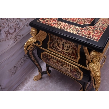 Królewska Komoda Szafa Boulle - Liczne Zdobienia Drewno + Brąz - UNIKAT