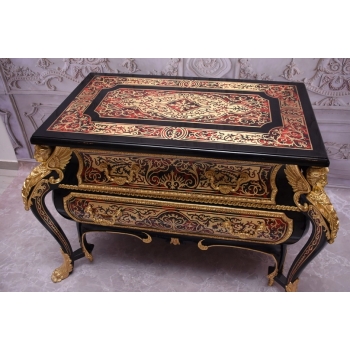 Królewska Komoda Szafa Boulle - Liczne Zdobienia Drewno + Brąz - UNIKAT