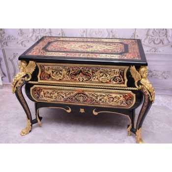 Królewska Komoda Szafa Boulle - Liczne Zdobienia Drewno + Brąz - UNIKAT