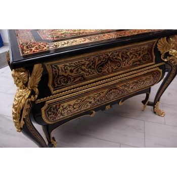 Królewska Komoda Szafa Boulle - Liczne Zdobienia Drewno + Brąz - UNIKAT