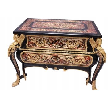 Królewska Komoda Szafa Boulle - Liczne Zdobienia Drewno + Brąz - UNIKAT