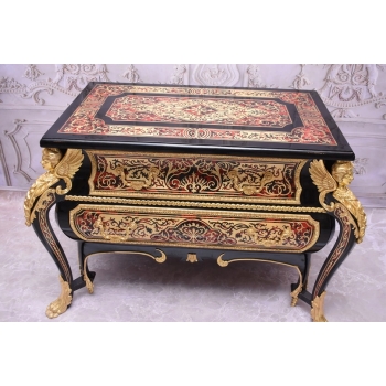 Królewska Komoda Szafa Boulle - Liczne Zdobienia Drewno + Brąz - UNIKAT