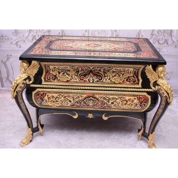 Królewska Komoda Szafa Boulle - Liczne Zdobienia Drewno + Brąz - UNIKAT