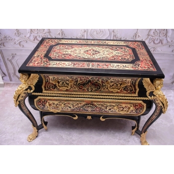 Królewska Komoda Szafa Boulle - Liczne Zdobienia Drewno + Brąz - UNIKAT