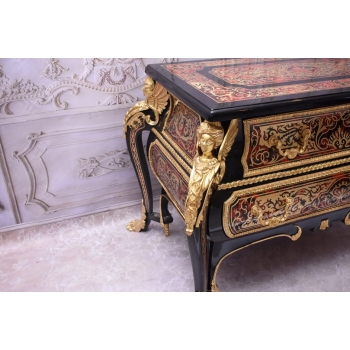 Królewska Komoda Szafa Boulle - Liczne Zdobienia Drewno + Brąz - UNIKAT