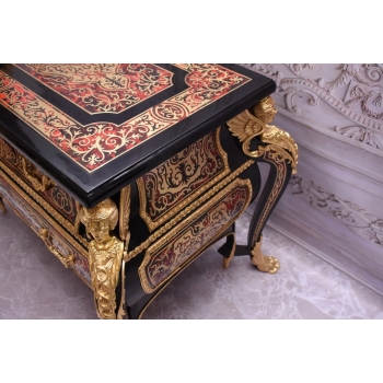 Królewska Komoda Szafa Boulle - Liczne Zdobienia Drewno + Brąz - UNIKAT