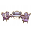 Barokowy Komplet Wypoczynkowy Wypoczynek w Kwiaty - Sofa + 4 Fotele + Stół