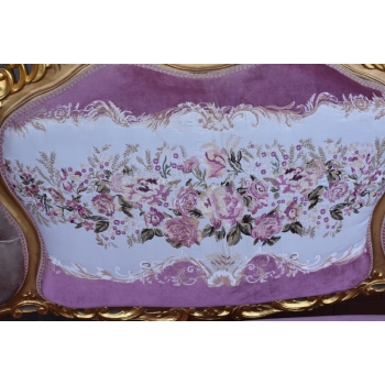 Barokowy Komplet Wypoczynkowy Wypoczynek w Kwiaty - Sofa + 4 Fotele + Stół