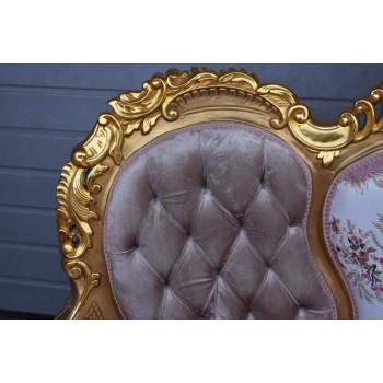 Barokowy Komplet Wypoczynkowy Wypoczynek w Kwiaty - Sofa + 4 Fotele + Stół