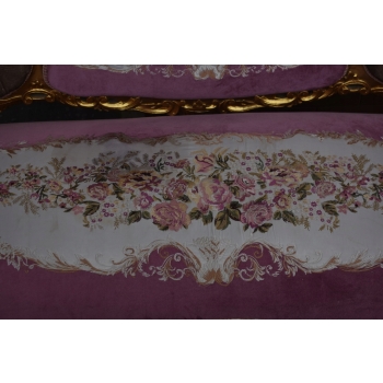 Barokowy Komplet Wypoczynkowy Wypoczynek w Kwiaty - Sofa + 4 Fotele + Stół