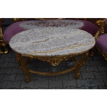 Barokowy Komplet Wypoczynkowy Wypoczynek w Kwiaty - Sofa + 4 Fotele + Stół