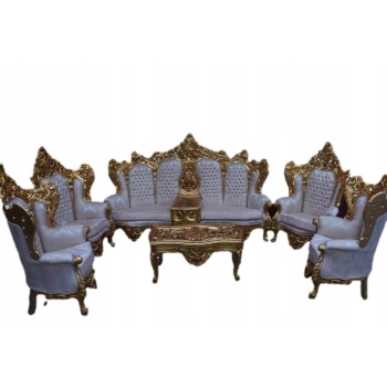 OGROMNY Komplet Wypoczynkowy Wypoczynek KRÓLEWSKI - Sofa + 4 Fotele + Stół