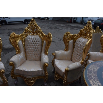 OGROMNY Komplet Wypoczynkowy Wypoczynek KRÓLEWSKI - Sofa + 4 Fotele + Stół