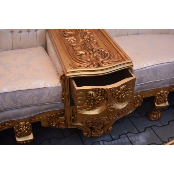 OGROMNY Komplet Wypoczynkowy Wypoczynek KRÓLEWSKI - Sofa + 4 Fotele + Stół