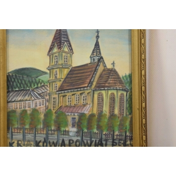 Nikifor Krynicki - Pejzaż - KRAKÓW - Stary Obraz - Akwarela Ołówek