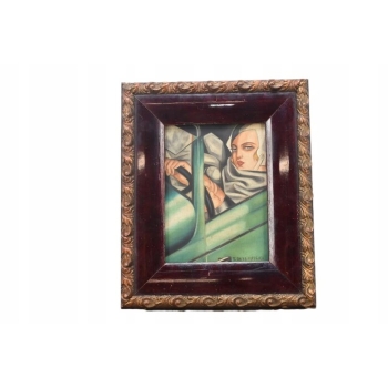 TAMARA De Łempicka - Portret Kobiety W BUGATTI - STARY Obraz Olejny