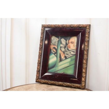 TAMARA De Łempicka - Portret Kobiety W BUGATTI - STARY Obraz Olejny