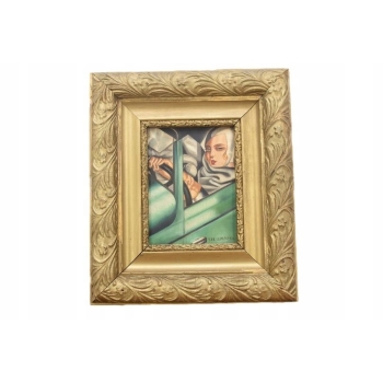 TAMARA De Łempicka - Portret Kobiety W BUGATTI - STARY Obraz Olejny