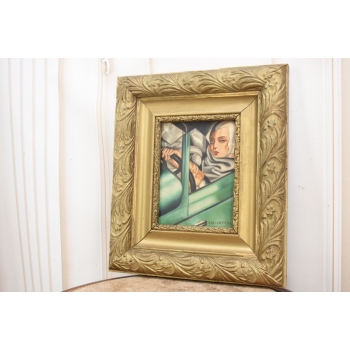 TAMARA De Łempicka - Portret Kobiety W BUGATTI - STARY Obraz Olejny