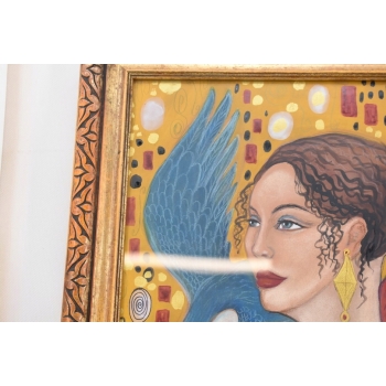 Gustav Klimt - Portet Damy z Wachlarzem - Stary Obraz Olejny