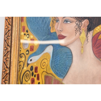 Gustav Klimt - Portet Damy z Wachlarzem - Stary Obraz Olejny