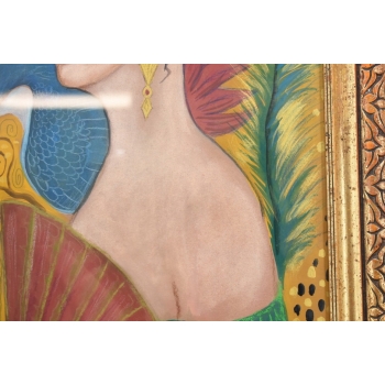 Gustav Klimt - Portet Damy z Wachlarzem - Stary Obraz Olejny