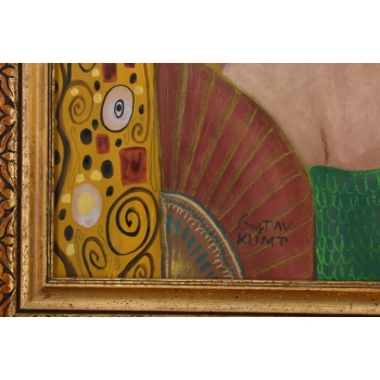 Gustav Klimt - Portet Damy z Wachlarzem - Stary Obraz Olejny